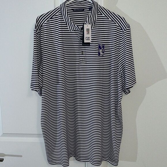 New $70 Northwestern Wildcats University SS Stripe Golf Polo Shirt XL NWT - Picture 2 of 5